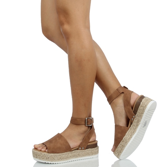 Tan Open Toe Halter Ankle Strap Espadrill - Picture 6 of 6